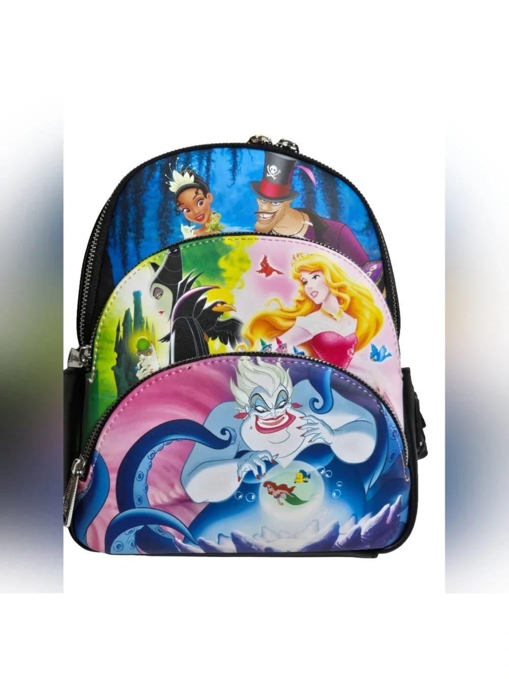 Loungefly Disney Villains & Princesses Mini Backpack - Blue, Pink, Green, Purple